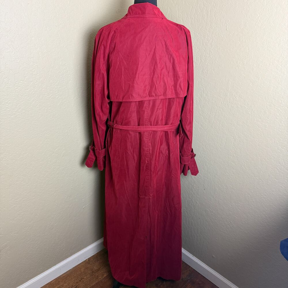 Vintage Burberrys Red Trench Coat Wool Liner Nova Check Plaid Size 14